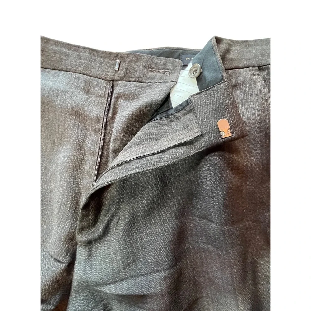 Banana Republic Dress Pants Men's Gray 100% Wool Straight Fit Flat Front 33 x 34